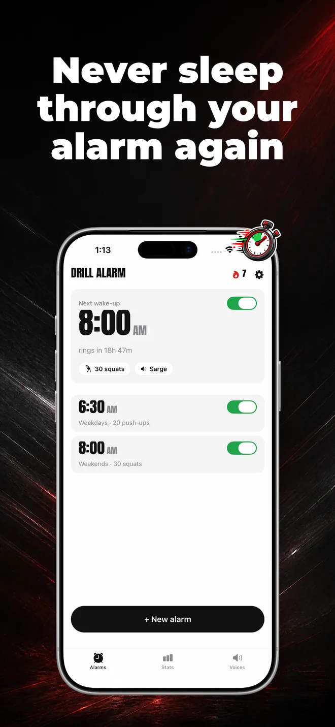 Example generated alarm app screenshot 1